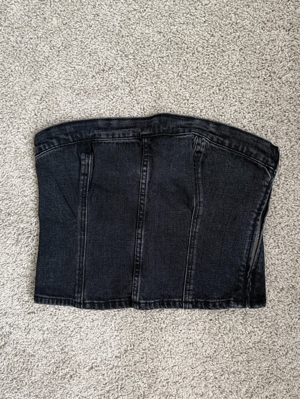 Abercrombie Black Denim Corset-Style Top